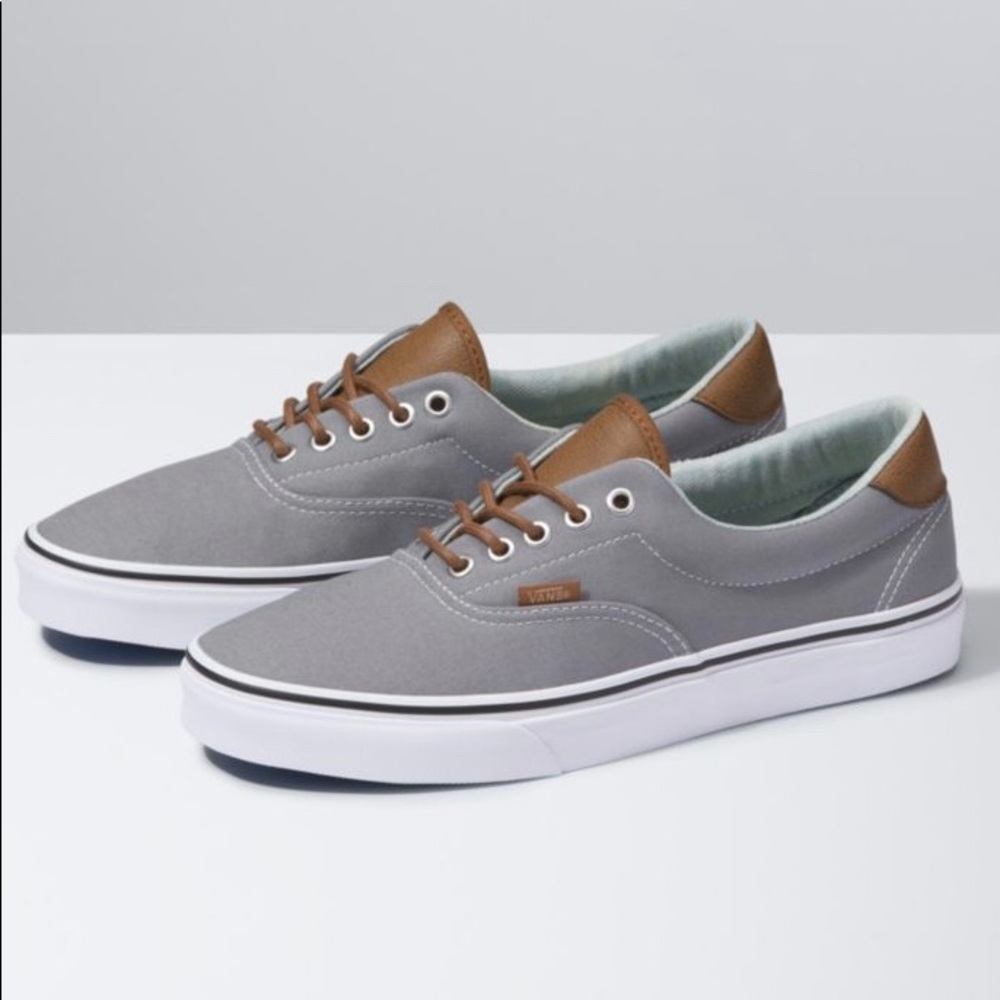 Gray and brown Vans
